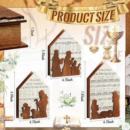 3 Pcs Christmas Nativity Scene Table Ornament, Christian Music Sheet Decor
