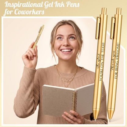 Crtiin 50 Pcs Inspirational Pens Bulk Gold, Team Motivation - color: Team Motivation, size: 1 Count (Pack of 50)