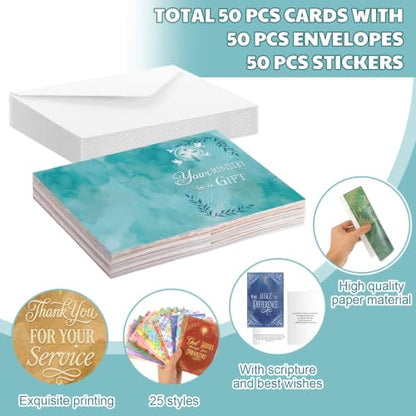 Affrolling 50 Pack Christian Ministry Appreciation Cards Bulk with Envelope - style: Ministry Assorted Style
