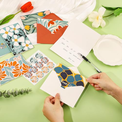 24 Pack Thank You Cards with Envelopes, 4x6 Inch Thank You Card Bulk - style: Abstract Floral Thank You Card