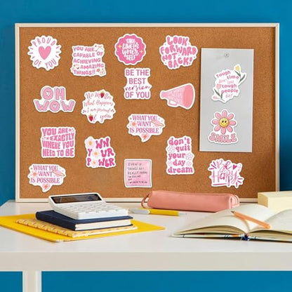 50PCS Pink Positive Affirmation Stickers, Inspirational Qoute Stickers - style: Pink