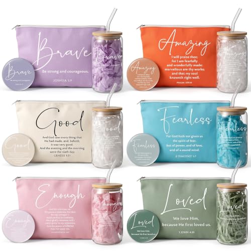 Fumete 6 Sets Christian Gift Sets Women Glass Cup, Verse, Vintage - color: Vintage, size: Verse