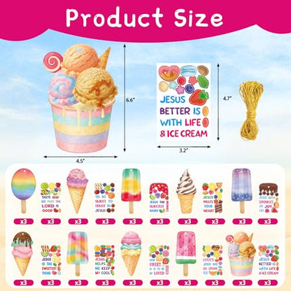 Fancy Land Sunday School Crafts Sticker Christian Ice Cream Craft Kid 30Pcs