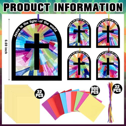 Motipuns 32 Sets Christian Crafts DIY Suncatcher Kit - style: Window