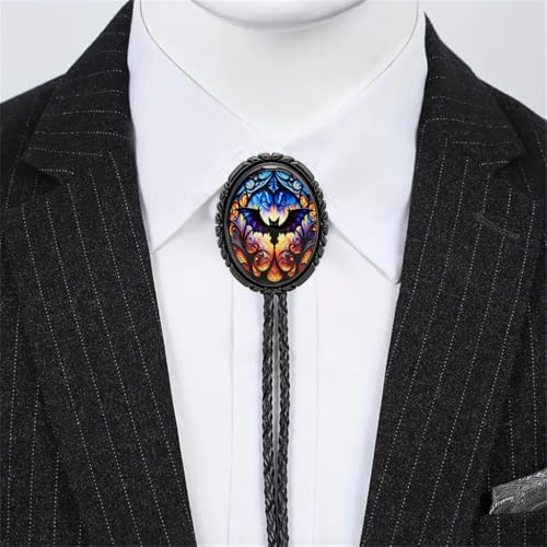 GelConnie Gothic Bolo Tie for Men Women 3D Art Western Cowboy Necktie - color: Bat Bolo Tie