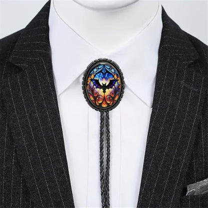 GelConnie Gothic Bolo Tie for Men Women 3D Art Western Cowboy Necktie - color: Bat Bolo Tie