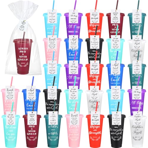 Skylety 60 Sets Christian Gift Tumblers Bulk with Straws Lids, Stylish - color: Stylish