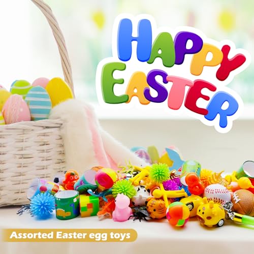 GOAUS Easter Eggs Fillers Party Favors for Kids 220 pcs, Small Toys Prizes with 100 Surprise Eggs for Filling, Goodie Bags Stuffers - style: 220 toys &100 eggs