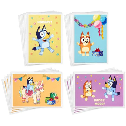 Hallmark Bluey Birthday Cards for Kids, 16-Pack (Bingo and Bluey, Hooray!) - style: Unicorn, Dance Mode, Hooray