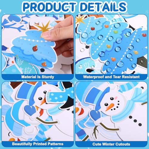 Gersoniel 79 Pcs Winter Bulletin Board Decorations Jesus Loves You Snow Much Classroom Decor 3D DIY Christmas Tree Paper Fans Snowman Snowflake Penguins Cutouts for Winter Xmas Home School Wall Decor - style: Winter