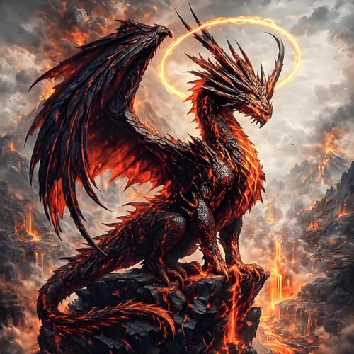 Diamond Art Kits for Adults, Fire Dragon Diamond Painting Kit, 12x16 Inch - color: CYDP1P16