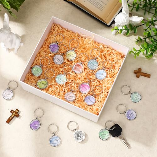Equsion 36 Pcs Christian Keychain Bulk Mini Bible Keychains, Watercolor - color: Watercolor