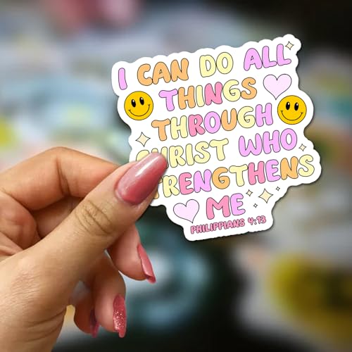 I Can Do All Things Through Christ Who Strengthens Me Stickers Philippians 4:13 Decals Vinyl Waterproof - Journaling Christian Stickers for Water Bottles Laptop (I Can Do) - color: I Can Do