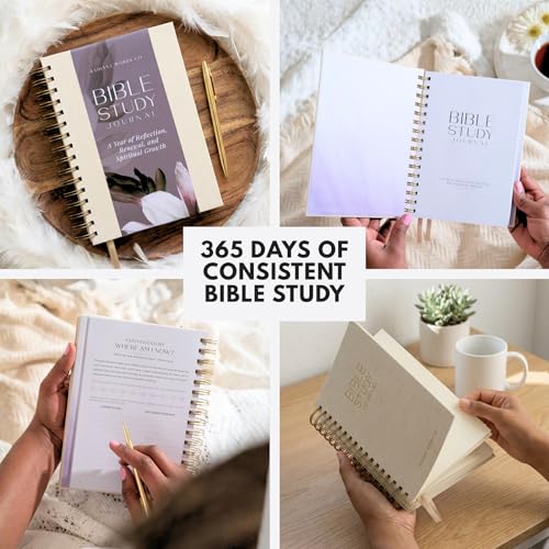 Bible Study Journal – A Year of Reflection, Renewal & Spiritual Growth | 365-Day Guided Scripture Study, Prayer Tracker & Weekly Reflection Prompts | A5 Hardcover, Minimalist & Elegant Design - color: Beige