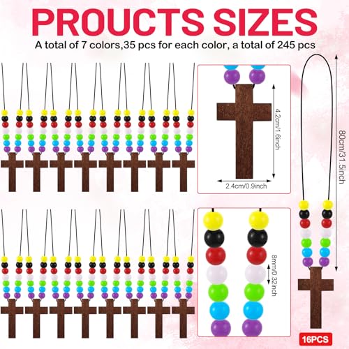 Kathfly 261 Pcs Wood Cross Necklace, Sunday School Crafts for Kids, Camel - color: Camel