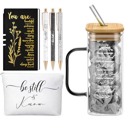 Skylety 6 Pcs Christian Gifts Set for Women Bible Study Supplies, Black - color: Black