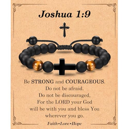 EFVISD Cross Bracelet Gifts for Boys Girls Christian Religious Gifts - color: Joshua 1:9