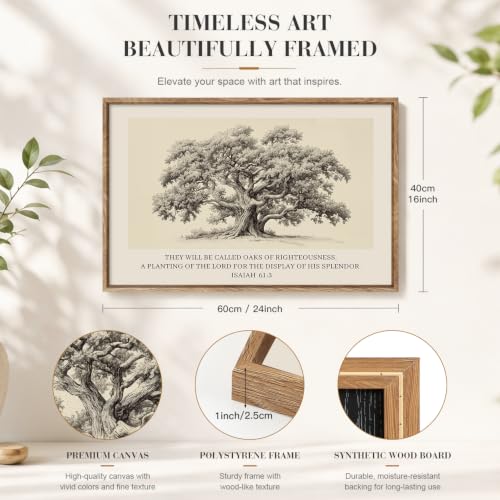 TOARTi Framed Isaiah 61:3 Bible Verse Wall Art 16"x24", Vintage Oak Tree Christian Scripture Canvas Print Wall Decor - color: 1pcsx16''x24'', Bible Scripture Isaiah 61:3, size: 24''L x 16''W