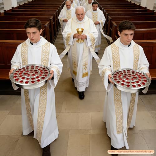 Stainless Steel Communion Tray with Lid - 40 Holes Church Communion Supplies Set, Stackable Worship Tray for Church Services, Weddings & Gatherings (Silver, Cups Not Included) - color: Silver Communion Tray