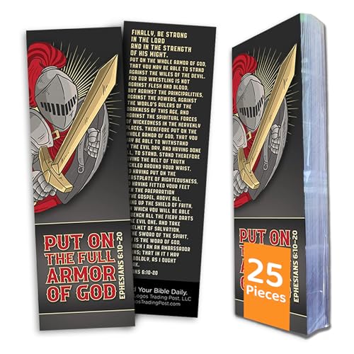 Full Armor of God Bible Bookmarks, Pack of 25 Spartan Warrior Christian Bible Verse Bookmarkers for Bible Study & Church Welcome Packets, Faith & Prayer Scripture Card Gifts for Men & Women - color: Spartan Warrior, size: Pack of 25