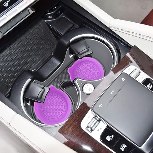 Amooca 2-Pack Spill-Proof Cup Coasters Non-Slip Car Cup Holder Inserts - color: Purple, size: 2 pack