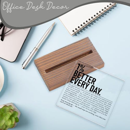 Motivational Desk Sign for Entrepreneurs Athletes Students, 1% Better Every Day Inspirational Acrylic Plaque, Success Mindset Office Decor Gift for Coworker Men Women EC418 - style: Entrepreneurs Athletes Students