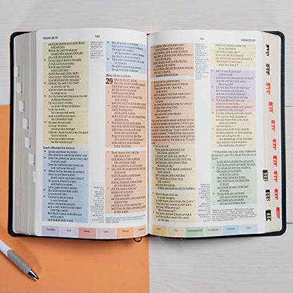 CSB Rainbow Study Bible, Black/Tan LeatherTouch, Indexed - color: Black/Tan Indexed