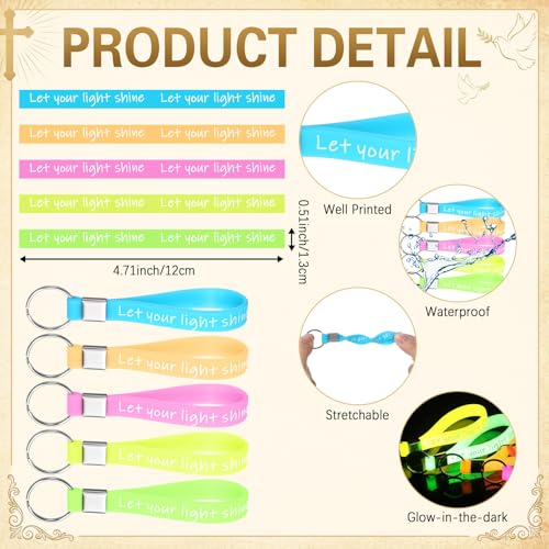 Kenning 50 Sets Let Your Light Shine Keychain, Glow in The Dark