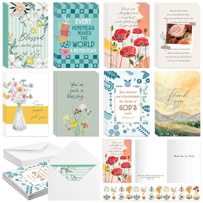 24 Pack Christian Thank You Appreciation Cards, Watercolor - style: Watercolor