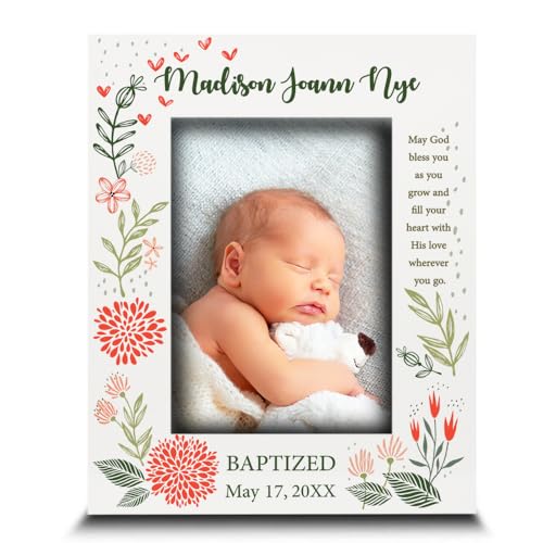 BELLA BUSTA-Personalize -Baptism, Dedication, Confirmation, First Communion Theme Picture Frame-Keepsake from Godparents, Friends, Family-UV Print Frame (Orange (5x7 Vertical)) - color: Orange (5x7 Vertical)
