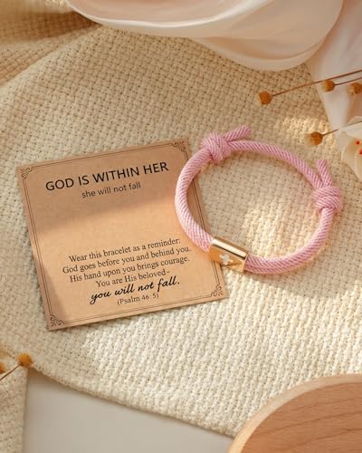 HGDEER She Is a Child of God, Cross Bracelet Baptism Gifts for Girls - style: God is Within Her