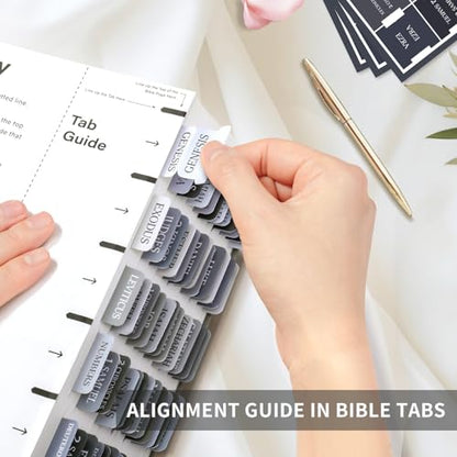 Taja Bible Tabs, 75 Large Print Index Tabs for Women & Men - color: H-gray