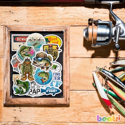 BEATRI Fishing Stickers 50Pcs Vinyl Waterproof Fishing Decor - color: Fishing Stickers