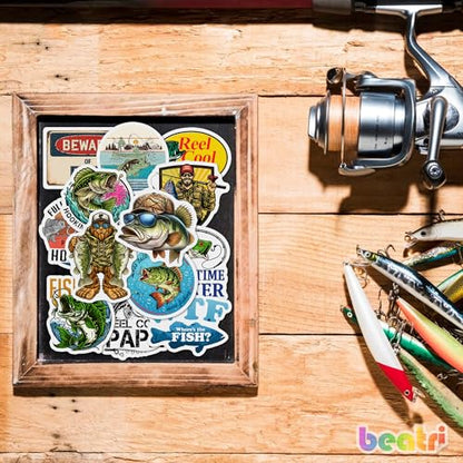 BEATRI Fishing Stickers 50Pcs Vinyl Waterproof Fishing Decor - color: Fishing Stickers