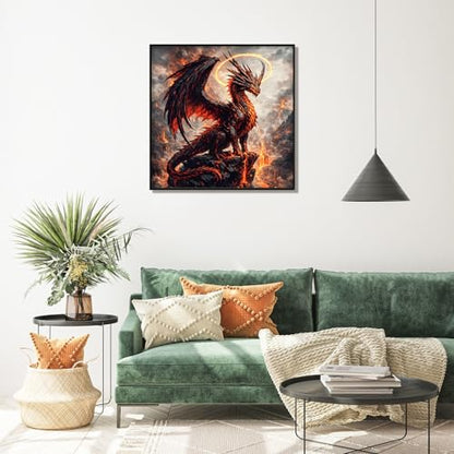 Diamond Art Kits for Adults, Fire Dragon Diamond Painting Kit, 12x16 Inch - color: CYDP1P16