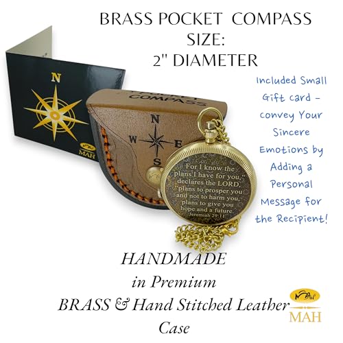 Handmade Religious Brass Compass Gift with Engraved & Embossed Faith Messages – Inspirational Christian Religious Gift Keepsake for Baptism, Confirmation, Christening, First Communion or Christmas - style: For I Know – Edition 3