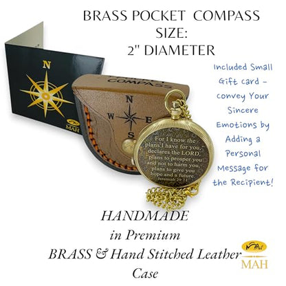 Handmade Religious Brass Compass Gift with Engraved & Embossed Faith Messages – Inspirational Christian Religious Gift Keepsake for Baptism, Confirmation, Christening, First Communion or Christmas - style: For I Know – Edition 3