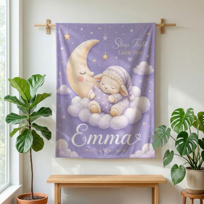 Personalized Baby Blanket With Name, Custom Baby Blankets Gift for Boy Girl - color: Misty Lavender, size: Lamb
