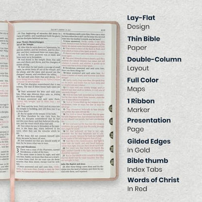 Personalized KJV Large Print Bible for Adult, Name Engraved, Standard Size - color: Light Pink