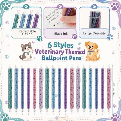 Jetec 120 Pcs Vet Tech Week Gift Ballpoint Pen Paw Funny Thank You Gift - style: Dog Paw