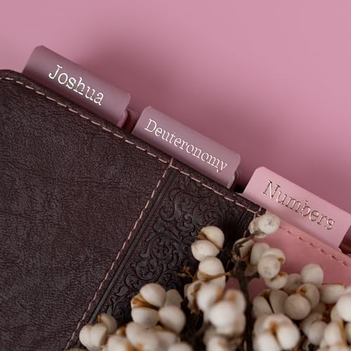 UPAFEXXI-Laminated Bible Tabs for Women,Gold Foil Embossed Lettering - color: Pink and White