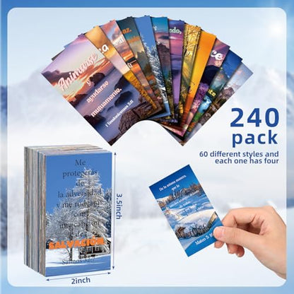 240 Pcs Spanish Bible Verse Cards Greeting Christian,Landscape - style: Landscape
