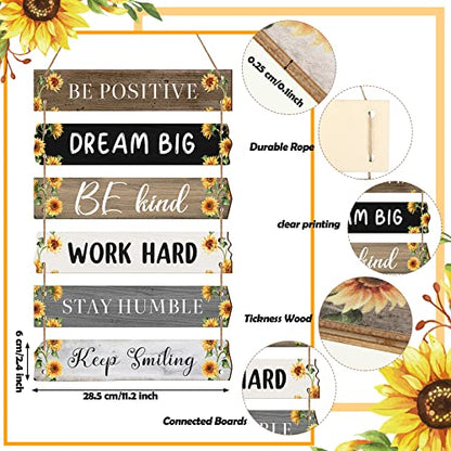Blulu 6 Pcs Positive Quotes Wall Hanging Plaque Sign, Sunflower Style - style: Sunflower Style