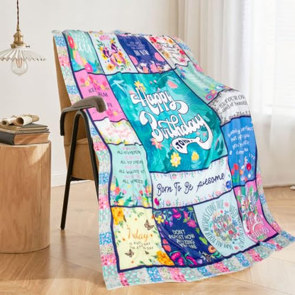 Birthday Gifts for Women, Women Birthday Gift Ideas Blanket 50"X60" - color: Green-happy Birthday