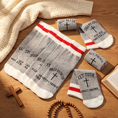 Glitopper 10 Pairs Christian Cross Socks for Men Women Church Gifts Bulk