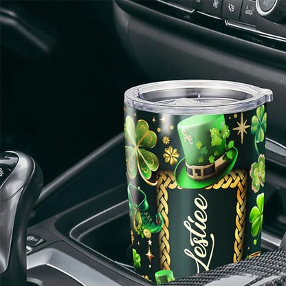 Dorris Personalized Name St Patrick's Day Tumbler with Lid 20oz 30oz Stainless Steel Insulated Cups Travel Coffee Mug Gifts for Women Men Christian Family Friends - color: Patrick 2