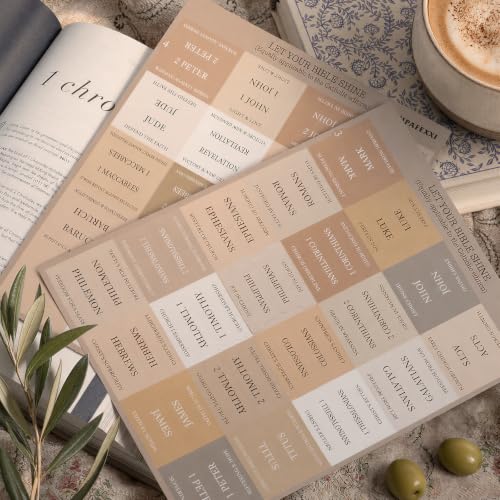 UPAFEXXI-Laminated Bible Tabs with Book Summaries, Bible Study Supplies - color: Summaries Cappuccino2