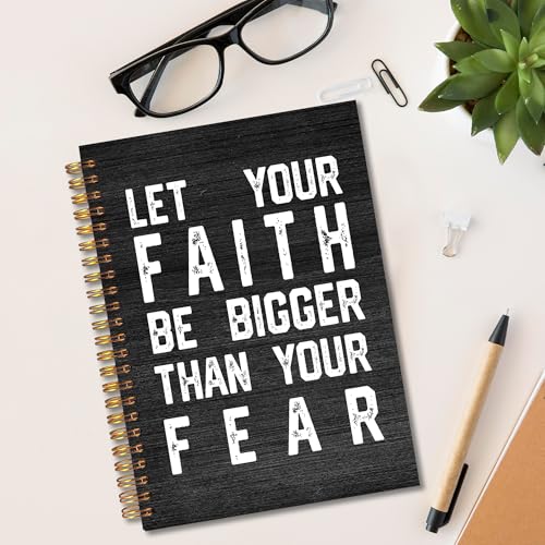 Christian Spiral Notebook 5.5x8.3, Inspirational Bible Scripture Journal for Women, Let Your Faith Be Bigger Than Your Fear Notebook for Note Taking, Christian Office Supplies - color: whtie-notebook-christian 10