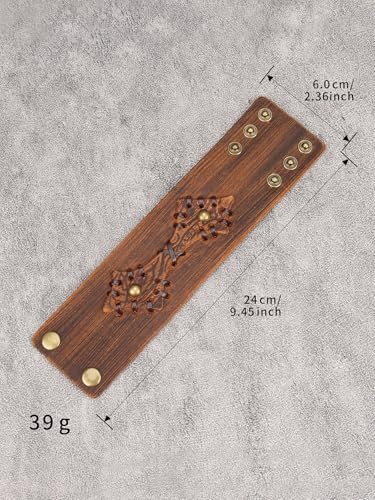 GelConnie Punk Leather Cuff Bracelet Adjustable Straps Wrap Bracelets Arm Armor Cuff Gothic Leather Wristbands for Men, Women - color: MLPB104-Brown