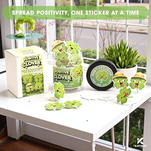 Positive Clover Jar - 60 Inspirational Affirmation Cards, Emotional Support - color: KAT- K- Positive Clover Jar